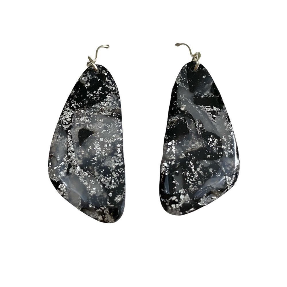 Handmade Bell Shaped Earrings Black & Silver